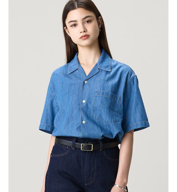 LACOSTE「オーバーサイズ オープンカラーデニムシャツ」|シャツ・ブラウス|