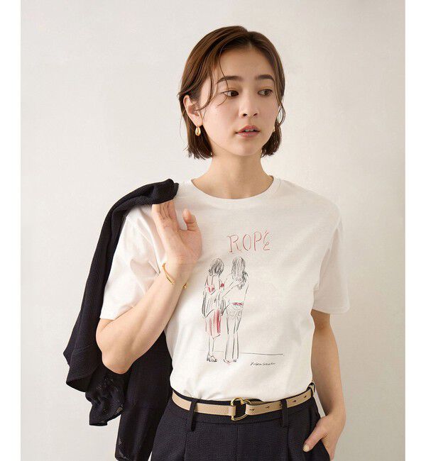 ROPE「【YUKO SAEKI for ROPE&rsquo;・コラボレーション】プリントTシャツ/イージーケア」|Tシャツ・カットソー|ホワイト系(12)