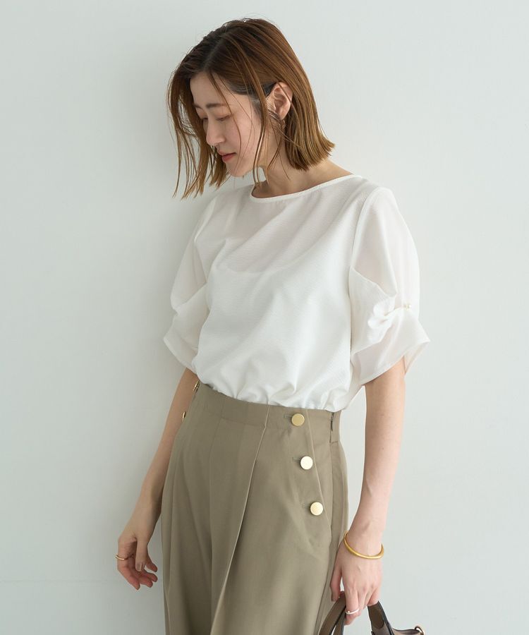 YECCA VECCA「パールタックスリーブブラウス」|シャツ・ブラウス|