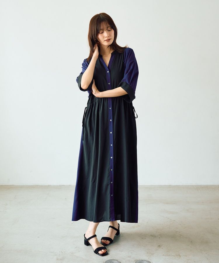 Editt by YECCA VECCA「配色デザインシャツワンピース」|ワンピース|