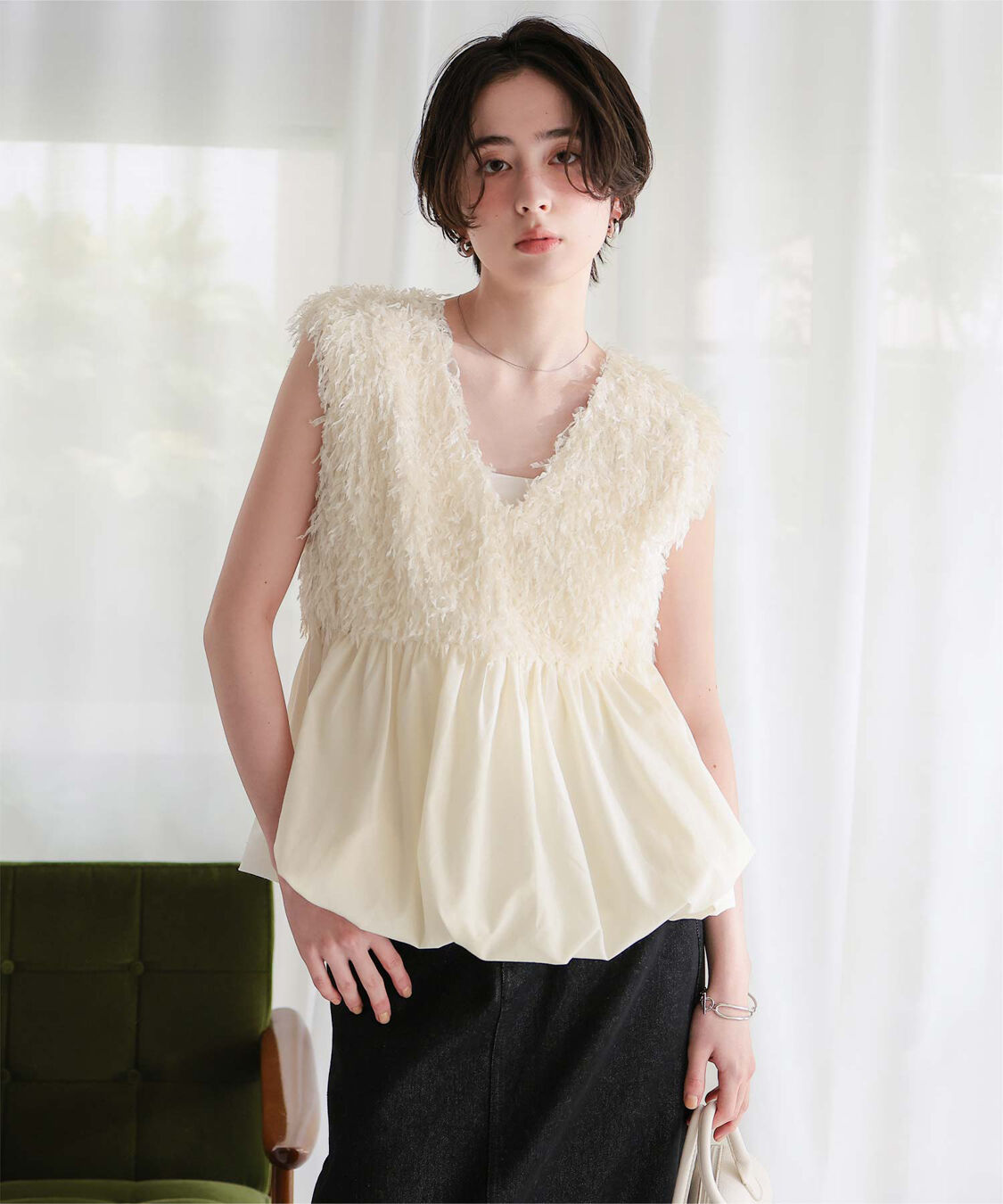 titivate「前後2wayフェザーペプラムトップス/ベスト」|Tシャツ・カットソー|