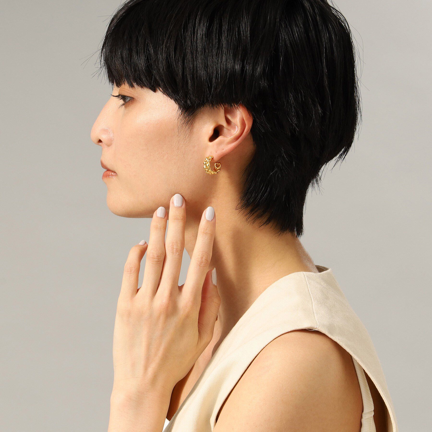 COCOSHNIK ONKITSCH「シルバー ニッティングモチーフ フープピアス GP」|ピアス|
