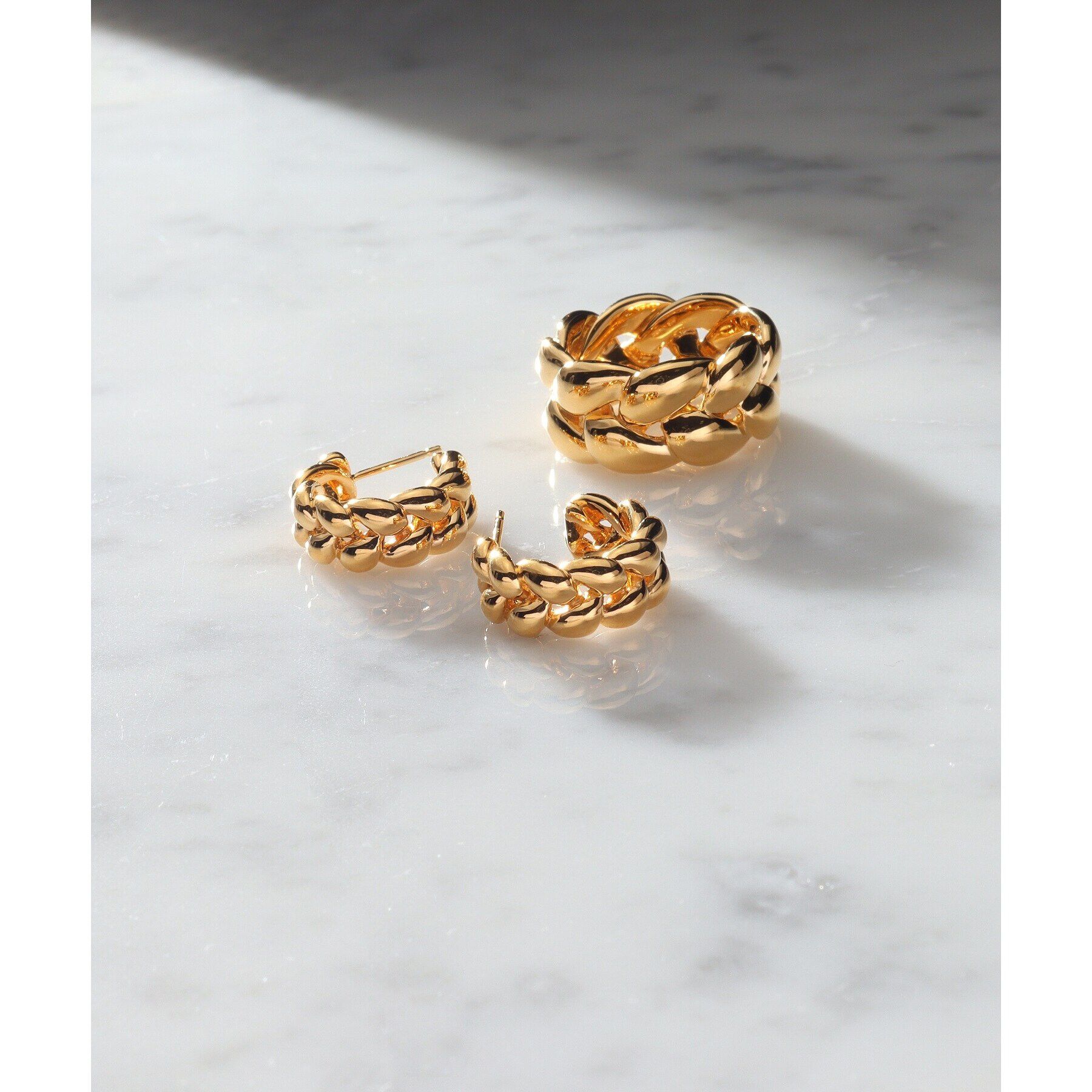 COCOSHNIK ONKITSCH「シルバー ニッティングモチーフ フープピアス GP」|ピアス|
