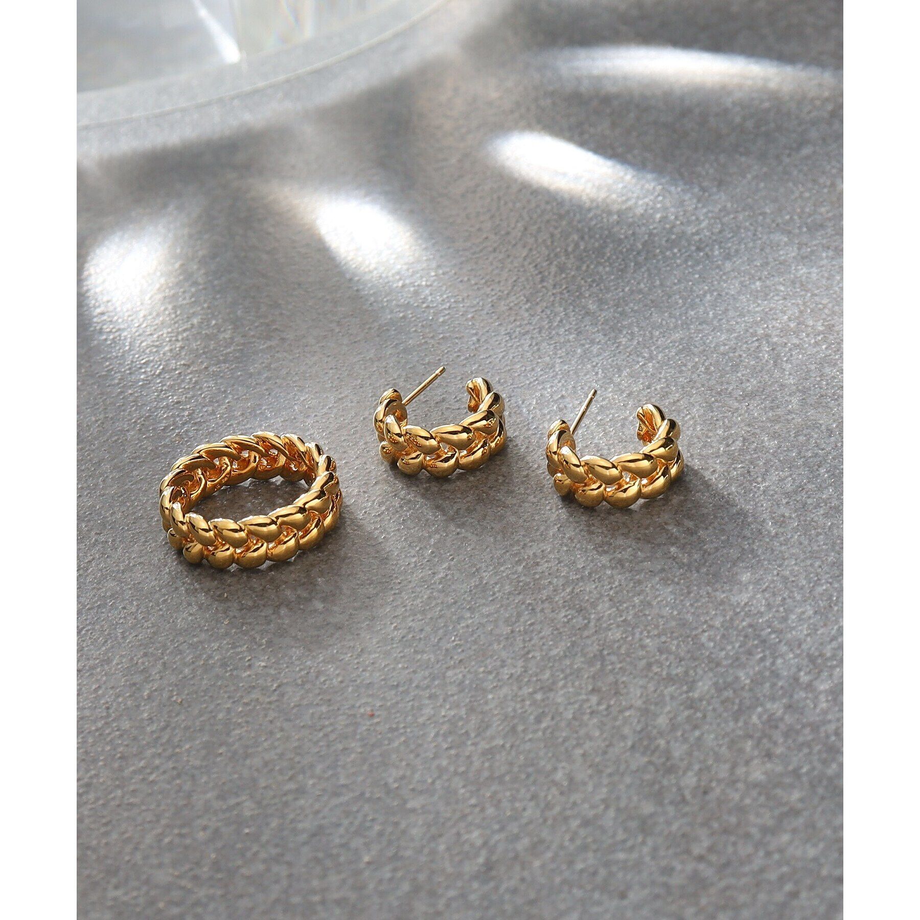 COCOSHNIK ONKITSCH「シルバー ニッティングモチーフ フープピアス GP」|ピアス|
