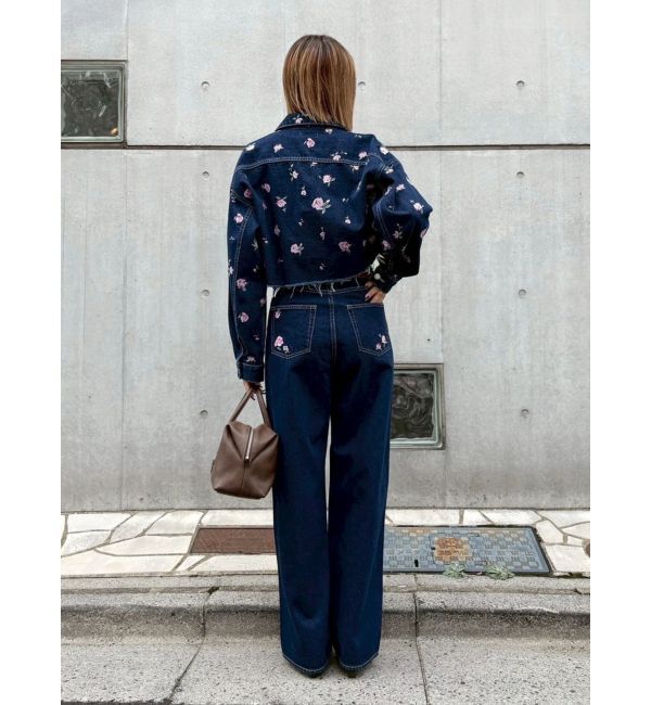 EVRIS「Embroideryカットアウトワイドデニムパンツ【セットアップ着用可能】」|デニム|