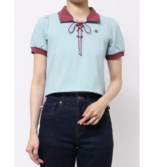 jouetie「レースアップポロトップス」|Tシャツ・カットソー|ブルー