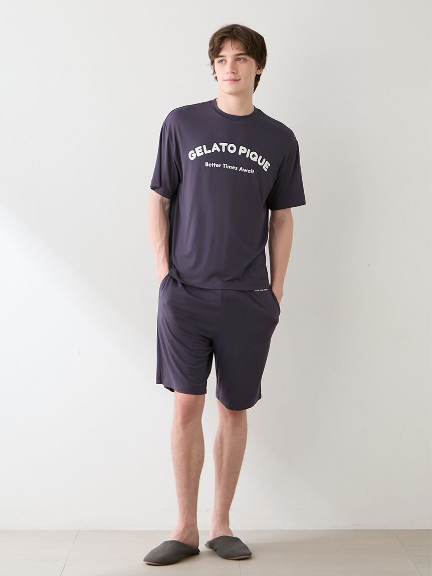 GELATO PIQUE HOMME「【HOMME】【接触冷感】カジュアルレーヨンロゴTシャツ&ハーフパンツセット」|ルームウェア|