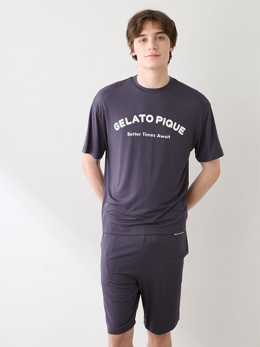 GELATO PIQUE HOMME「【HOMME】【接触冷感】カジュアルレーヨンロゴTシャツ&ハーフパンツセット」|ルームウェア|