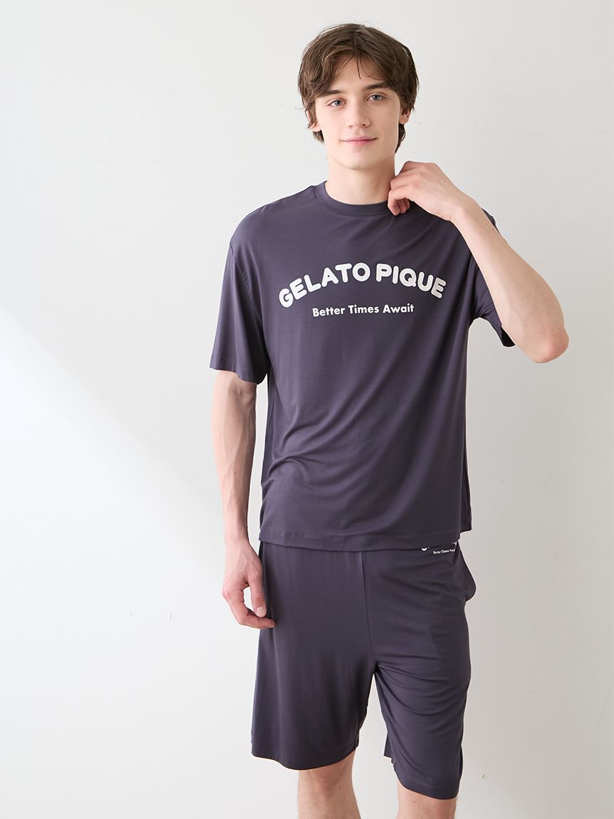 GELATO PIQUE HOMME「【HOMME】【接触冷感】カジュアルレーヨンロゴTシャツ&ハーフパンツセット」|ルームウェア|
