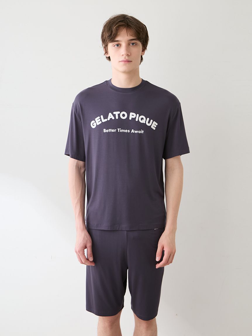 GELATO PIQUE HOMME「【HOMME】【接触冷感】カジュアルレーヨンロゴTシャツ&ハーフパンツセット」|ルームウェア|