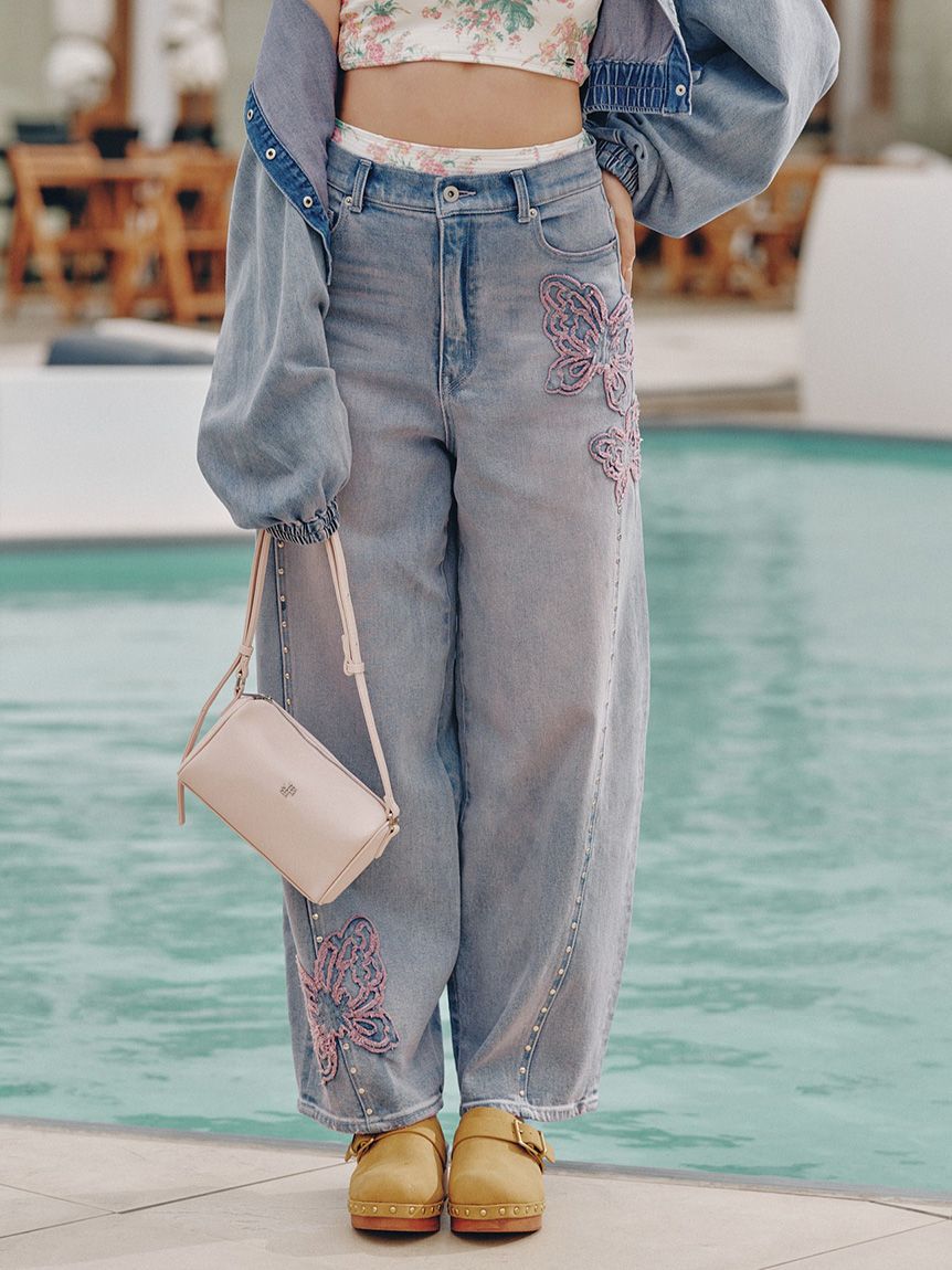 LILY BROWN「【LILY BROWN&times;ANNA SUI】バタフライワイドデニムパンツ」|デニム|PNK