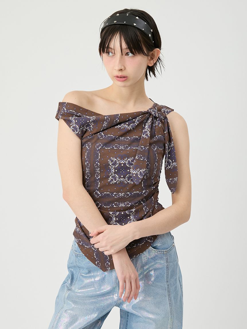 LILY BROWN「ドレープペイズリー柄マルチウェイトップス」|Tシャツ・カットソー|
