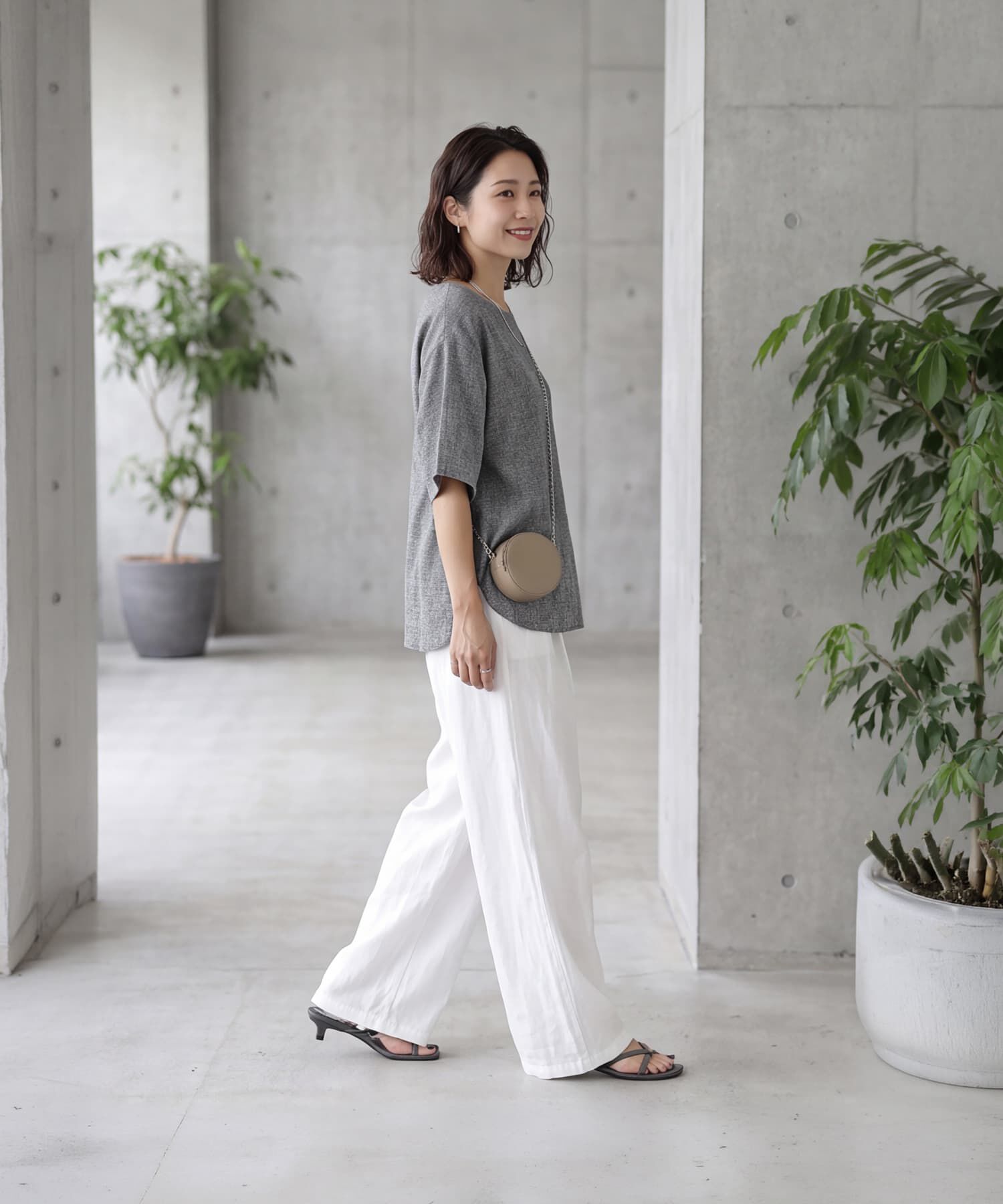 STYLE DELI「涼しい麻調５分袖プルオーバーブラウス」|シャツ・ブラウス|
