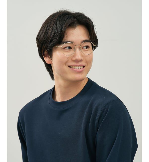  「ボストン型 メガネ | 中顔面短縮みえメガネ 丸型 チタン 軽量 メタル 伊達 Zoff レンズ交換券付」|メガネ|