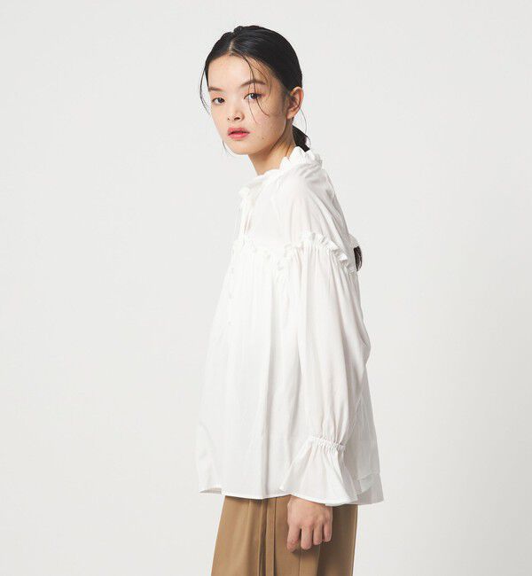 EMMEL REFINES「＜EMMEL REFINES＞EM フリルギャザー スキッパー ブラウス」|シャツ・ブラウス|