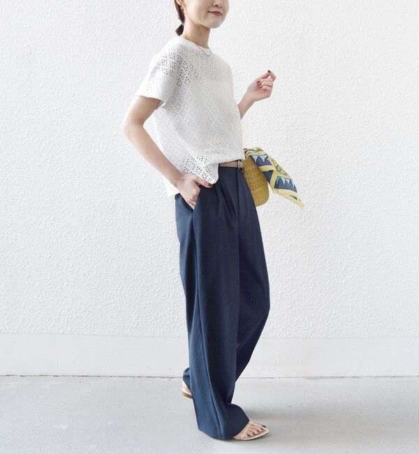 SHIPS for women「〈手洗い可能〉アイレット ショート スリーブ プルオーバー」|Tシャツ・カットソー|