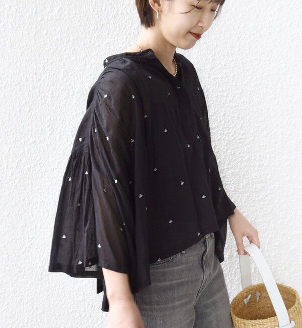 SHIPS for women「〈手洗い可能〉コットン オーガンジー リーフ 刺繍 羽織 ブラウス」|シャツ・ブラウス|
