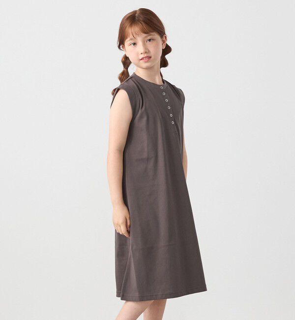 SHIPS any「SHIPS any: ヘンリーネック ノースリーブ Tシャツ ワンピース<KIDS>」|ワンピース|