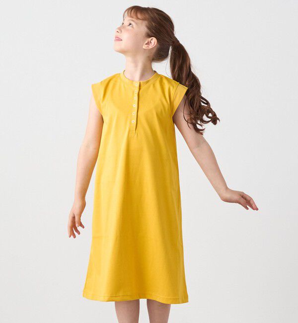 SHIPS any「SHIPS any: ヘンリーネック ノースリーブ Tシャツ ワンピース<KIDS>」|ワンピース|イエロー