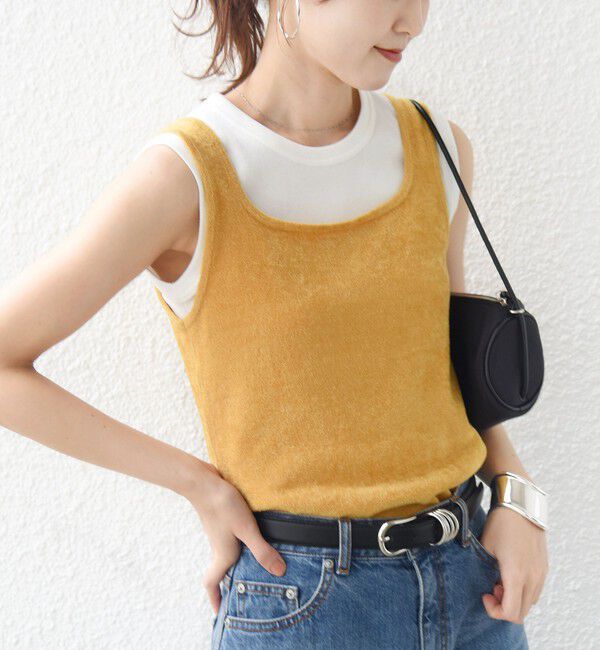 SHIPS for women「《予約》〈手洗い可能〉ミニシャギー 前後 2WAY スクエア ニット タンク」|タンクトップ|イエロー