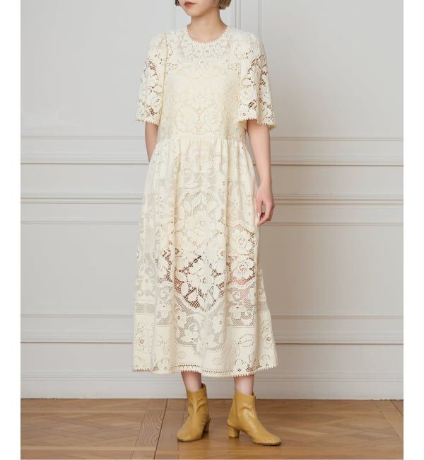 IENA LA BOUCLE「SEA NEW YORK/シー ニューヨーク ARIANNA LACE SSLV MIDI DRESS RS26-061」|ワンピース|