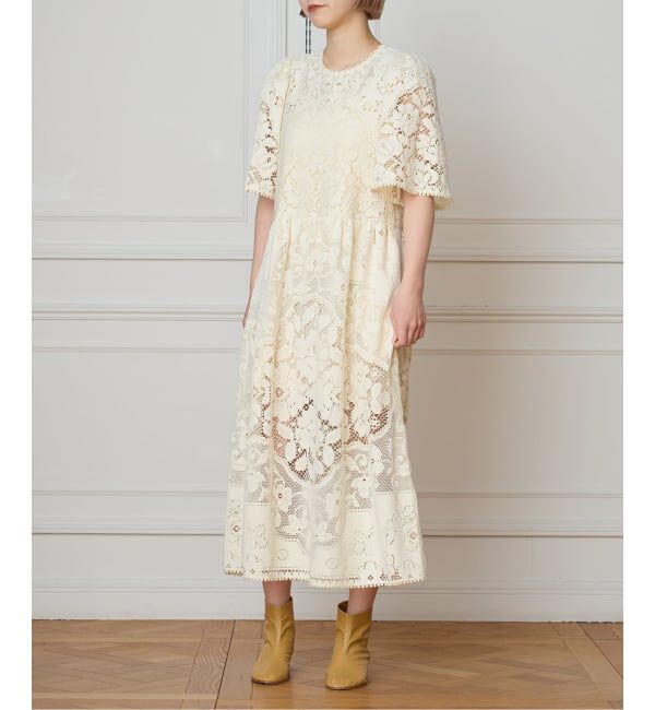 IENA LA BOUCLE「SEA NEW YORK/シー ニューヨーク ARIANNA LACE SSLV MIDI DRESS RS26-061」|ワンピース|