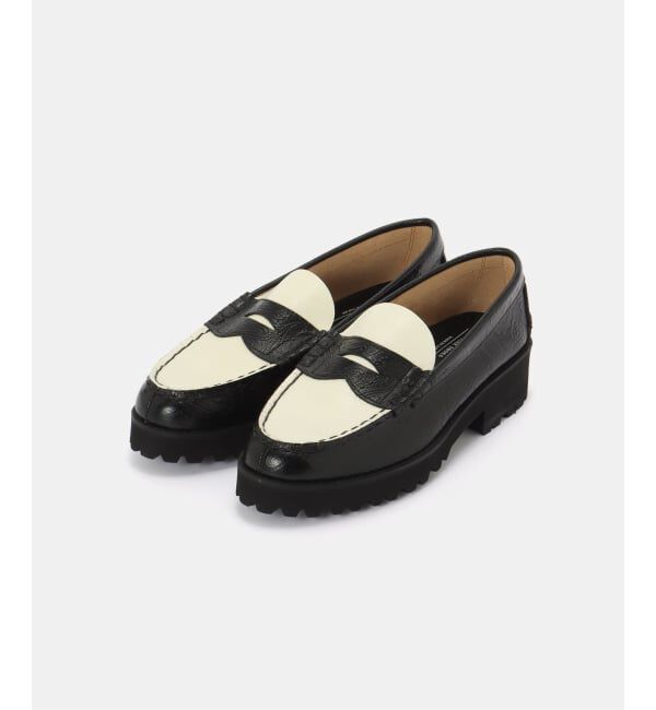 PULP「The Kenford Fineshoes TANK SOLE EMBOSSED LOAFERS / BLACK WHITE」|ローファー|ブラック