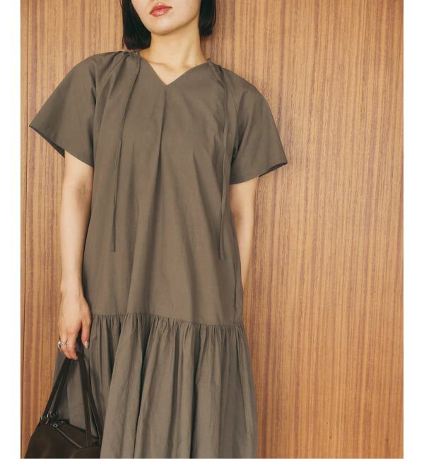 U by SPICK&SPAN「2WAYハーフスリーブコットンロングワンピース」|ワンピース|カーキ