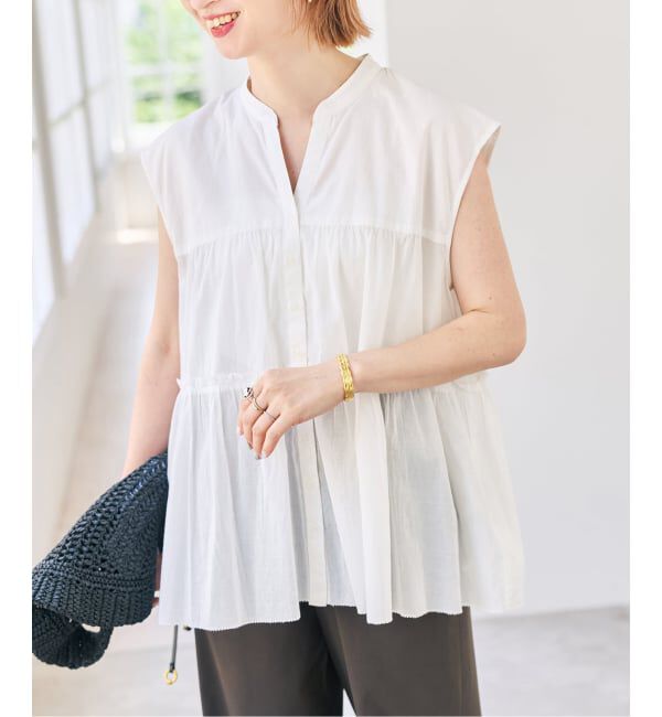 Spick and Span「コットンティアードフレンチスリーブブラウス」|シャツ・ブラウス|ホワイト A