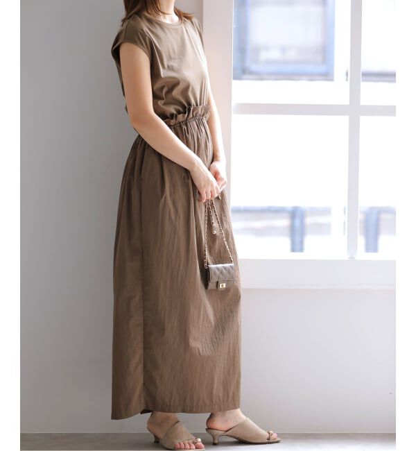  「【洗える】タフタドッキングワンピース」|ワンピース|