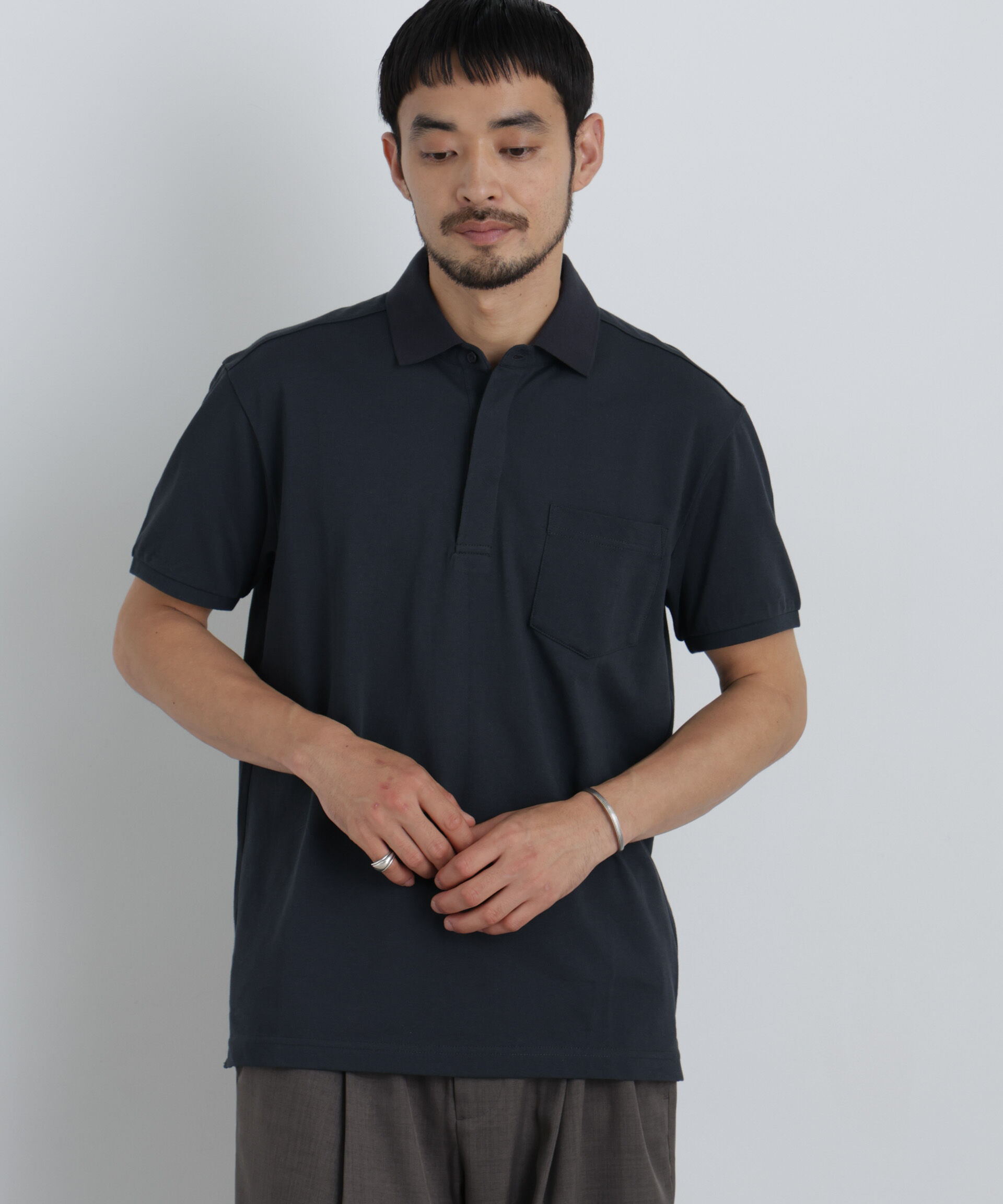NANO universe「ナノファイン 比翼ポロ 半袖」|Tシャツ・カットソー|