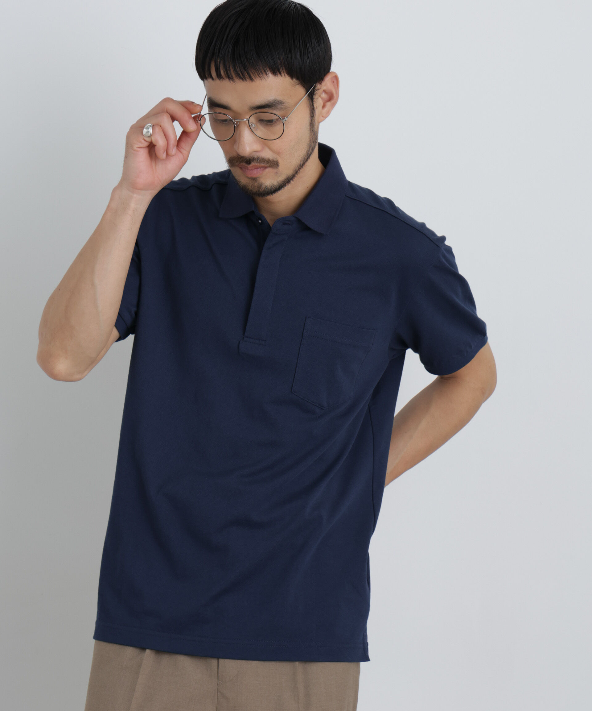 NANO universe「ナノファイン 比翼ポロ 半袖」|Tシャツ・カットソー|