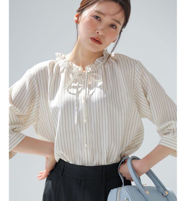 ANY SIS「【2WAY】スムージーポリエステル フリルネック ブラウス」|シャツ・ブラウス|ｵﾌｽﾄﾗｲ