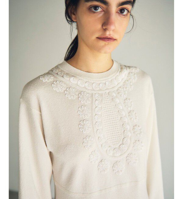 GRACE CONTINENTAL「エスニック刺繍ニットワンピース」|ワンピース|