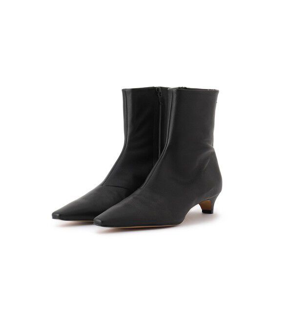 SALON adam et rope'「【W S（ドゥーブル）】ポインテッドトゥ レザーヒールショートブーツ」|ロングブーツ|