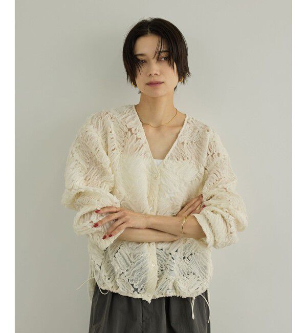 SALON adam et rope'「Cut off embroidery ブラウス」|シャツ・ブラウス|