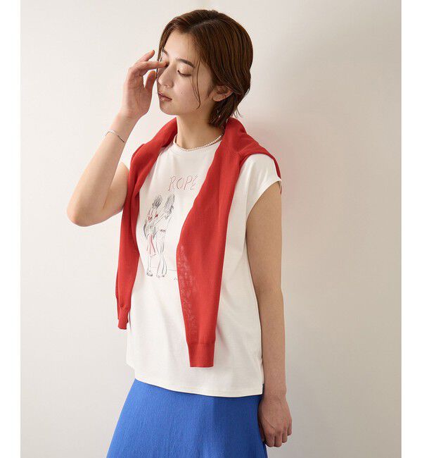 ROPE「【YUKO SAEKI for ROPE&rsquo;・コラボレーション】フレンチスリーブプリントTシャツ/イージーケア」|Tシャツ・カットソー|