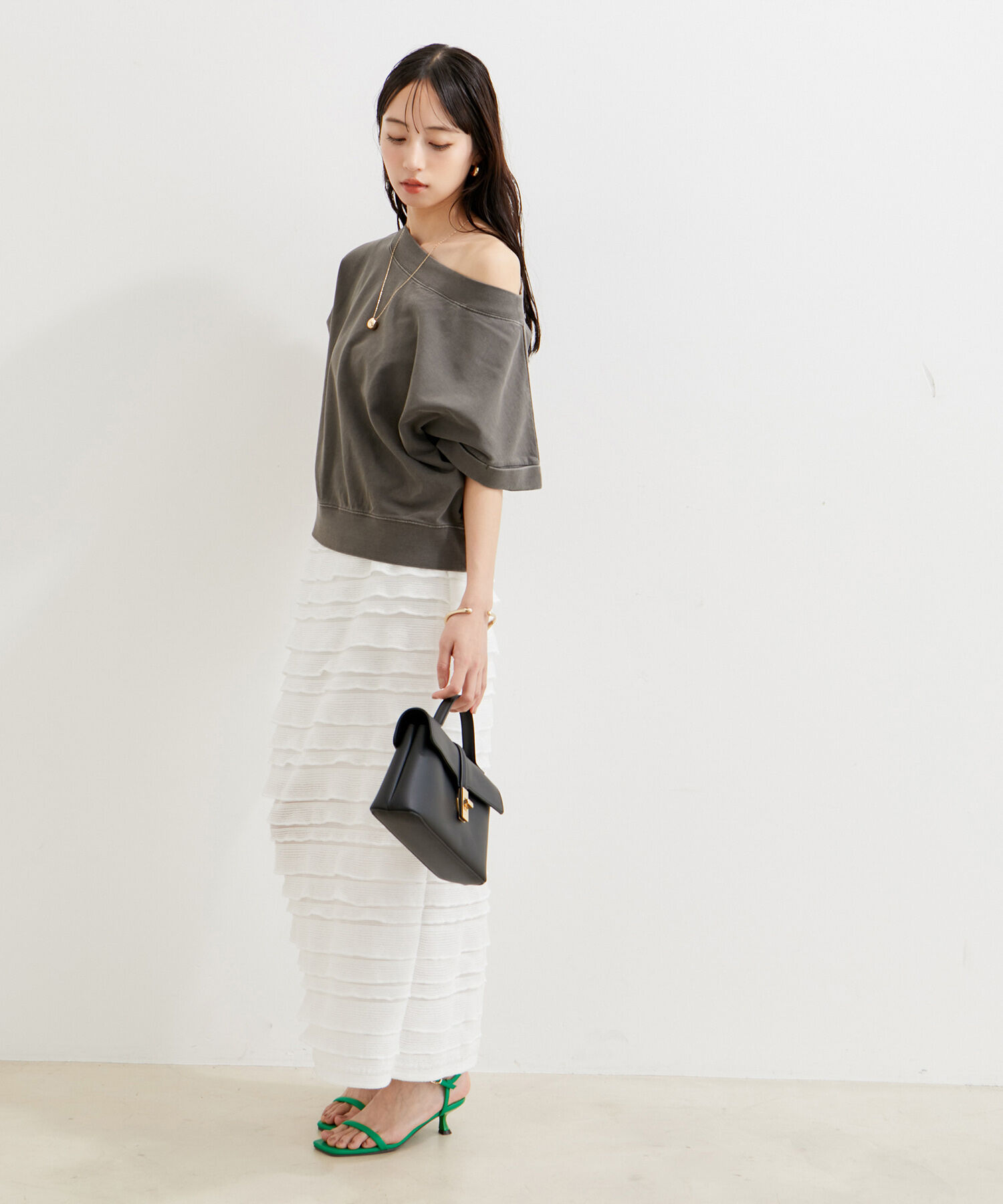 VIS「【洗える】ピグメント加工ワンショルプルオーバー」|Tシャツ・カットソー|