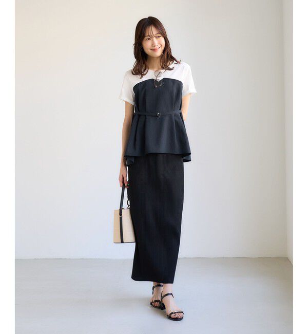 Rope&rsquo;Picnic「【ちゃんと+かわいい保証】エアリーリネンライク ドッキングカットトップス/UVケア」|Tシャツ・カットソー|