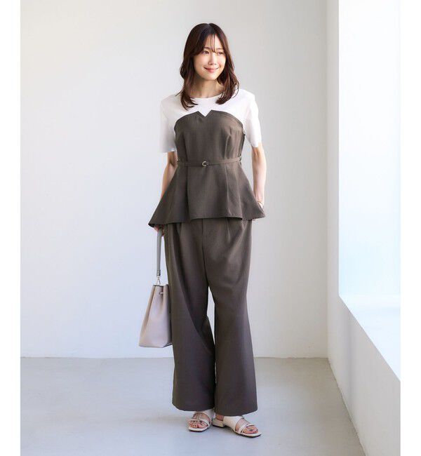 Rope&rsquo;Picnic「【ちゃんと+かわいい保証】エアリーリネンライク ドッキングカットトップス/UVケア」|Tシャツ・カットソー|