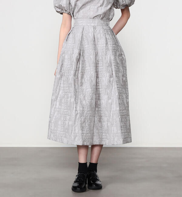  「eunoia | ジャガード タックスカート WOMEN」|スカート|GREY
