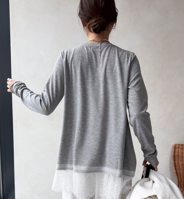  「【WEB限定/セットアップ可能】裾レーストップス」|Tシャツ・カットソー|