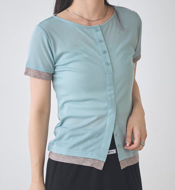  「B バイカラーヘンリーTOPS」|その他|サックスブルー
