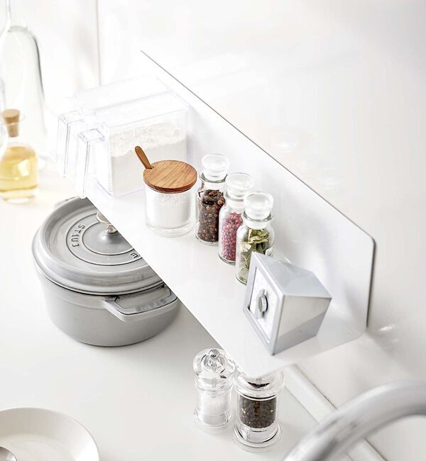 collex「【tower】マグネット キッチン棚 ワイド 浮かせる収納 調味料ラック 小物整」|食器・キッチングッズ|ホワイト