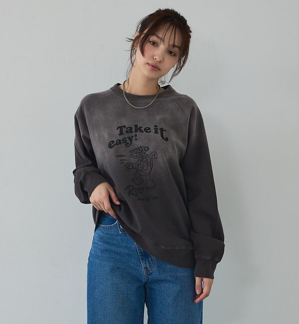 abahouse mavie「ラグランプリントプルオーバー」|Tシャツ・カットソー|チャコールグレー