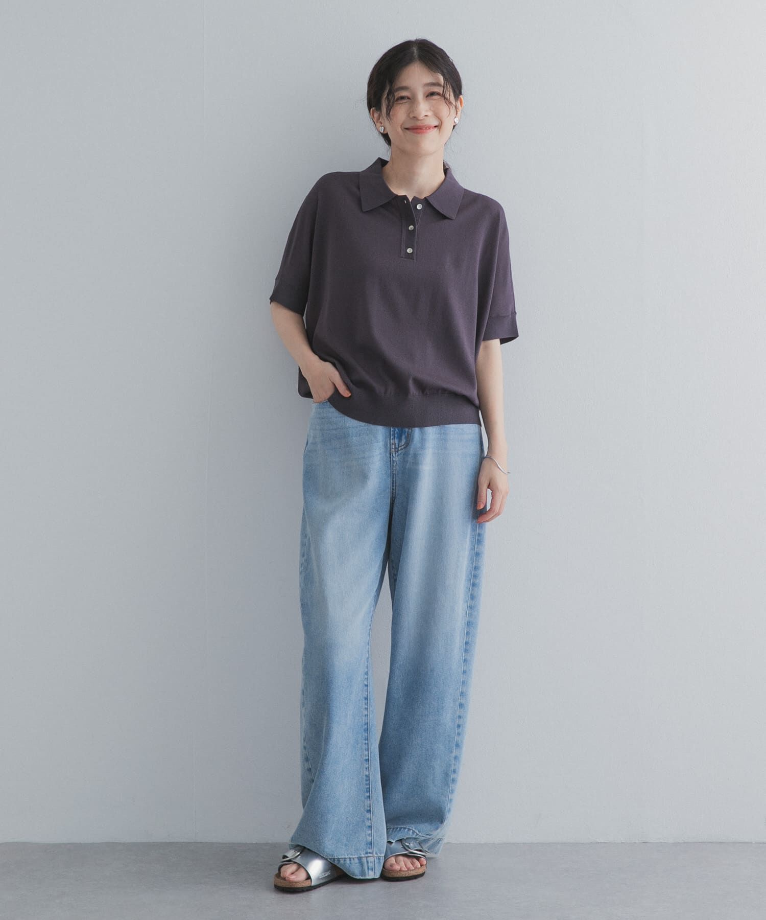 URBAN RESEARCH DOORS「『接触冷感』衿付きドルマンニット」|ニット・セーター|