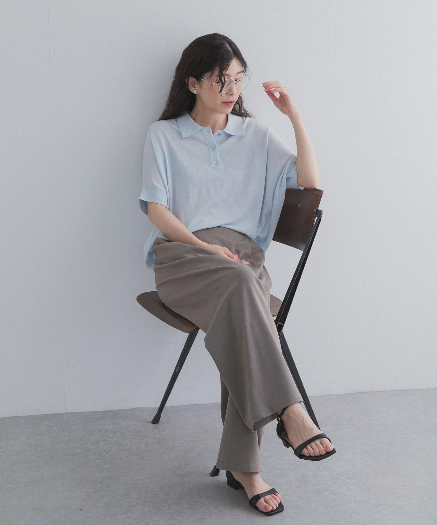 URBAN RESEARCH DOORS「『接触冷感』衿付きドルマンニット」|ニット・セーター|
