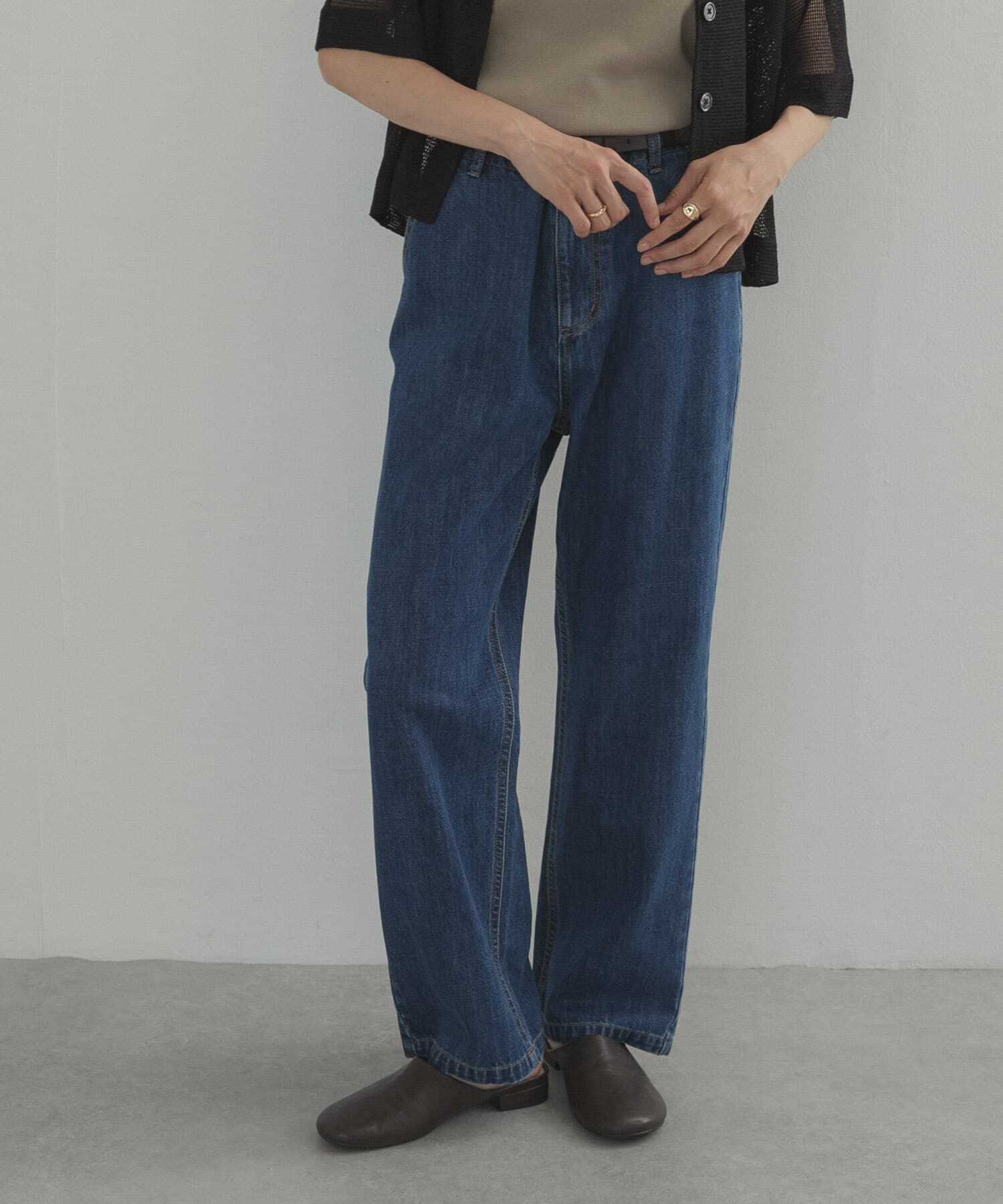 URBAN RESEARCH DOORS「デニムワイドパンツ」|デニム|インディゴブルー