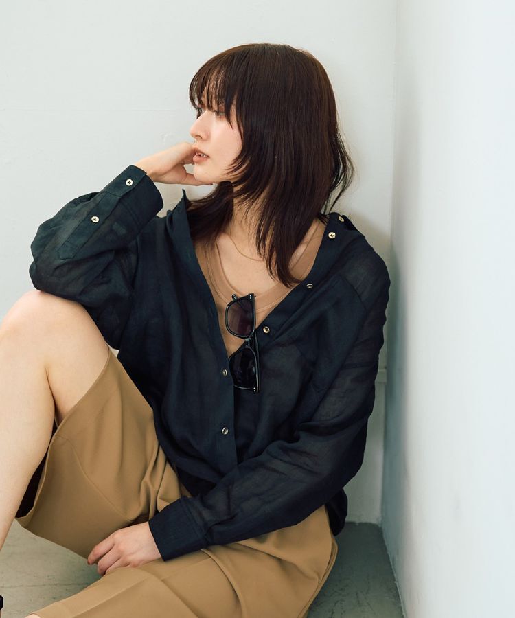 YECCA VECCA「3wayシアーリネンシャツ」|シャツ・ブラウス|Black