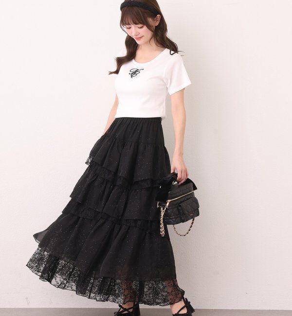  「ストーン付ワンポイント刺繍ロゴTee」|プルオーバー|